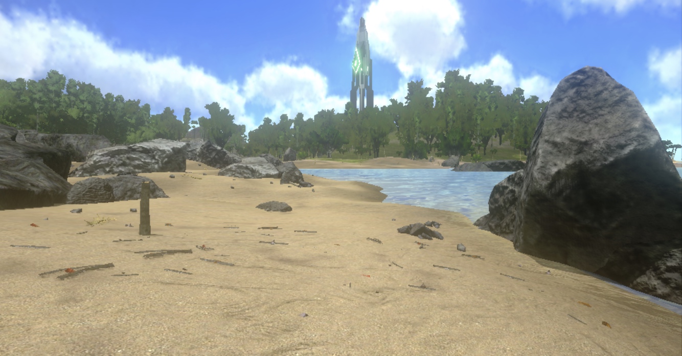 beach landscape with tower