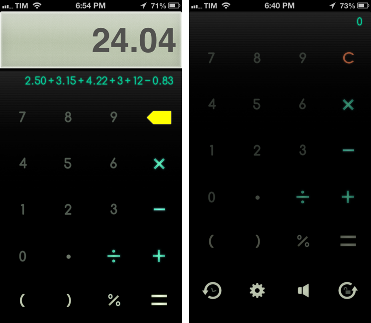 calculator app interface
