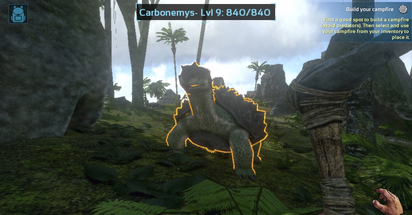 carbonemys dinosaur in forest