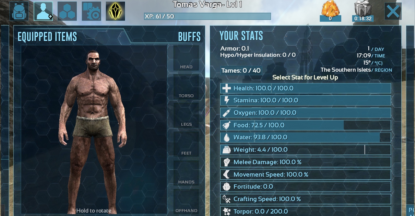 character stats screen