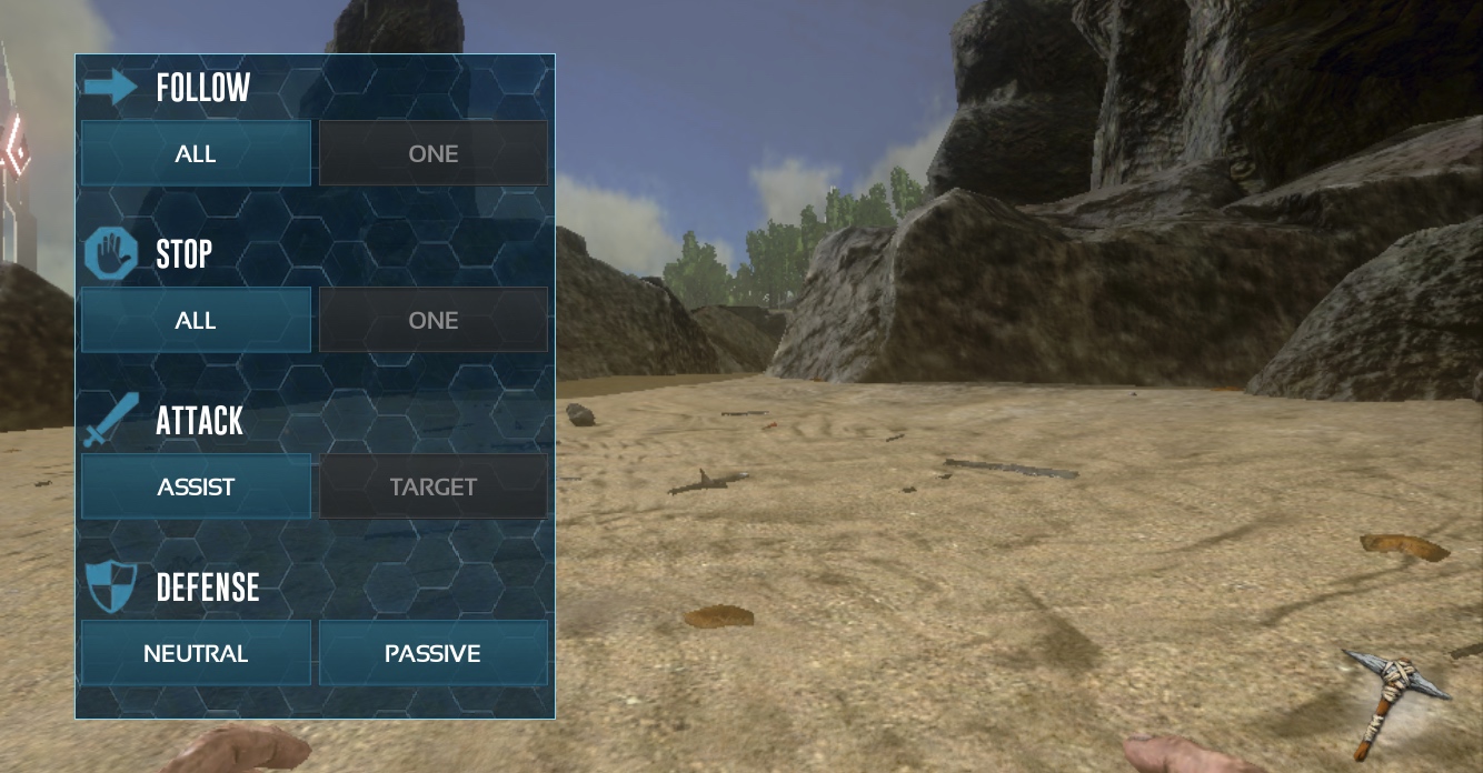 command menu on sandy beach