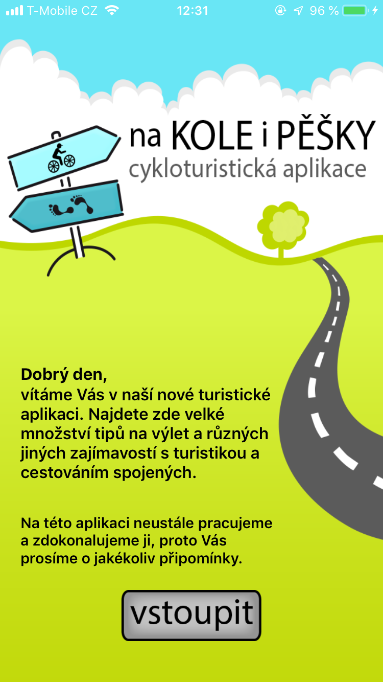 cycling tourism app welcome screen