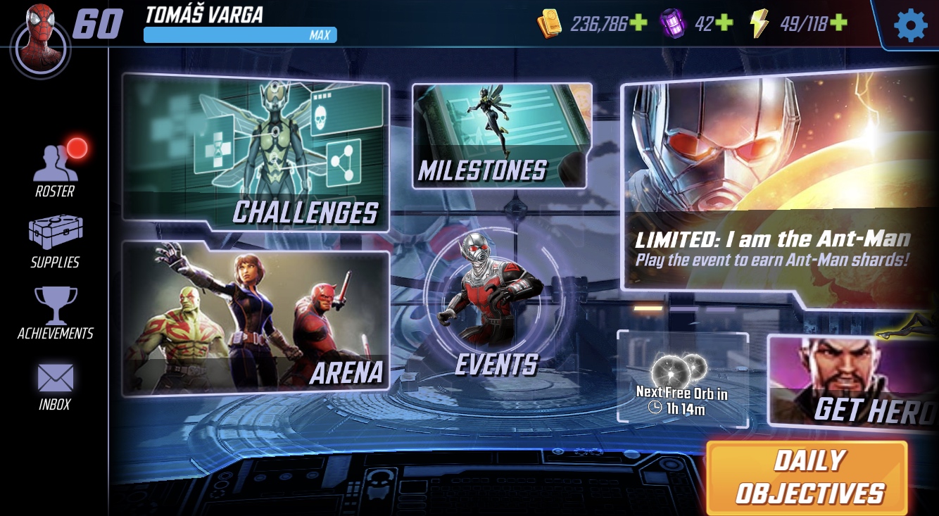 game menu screen