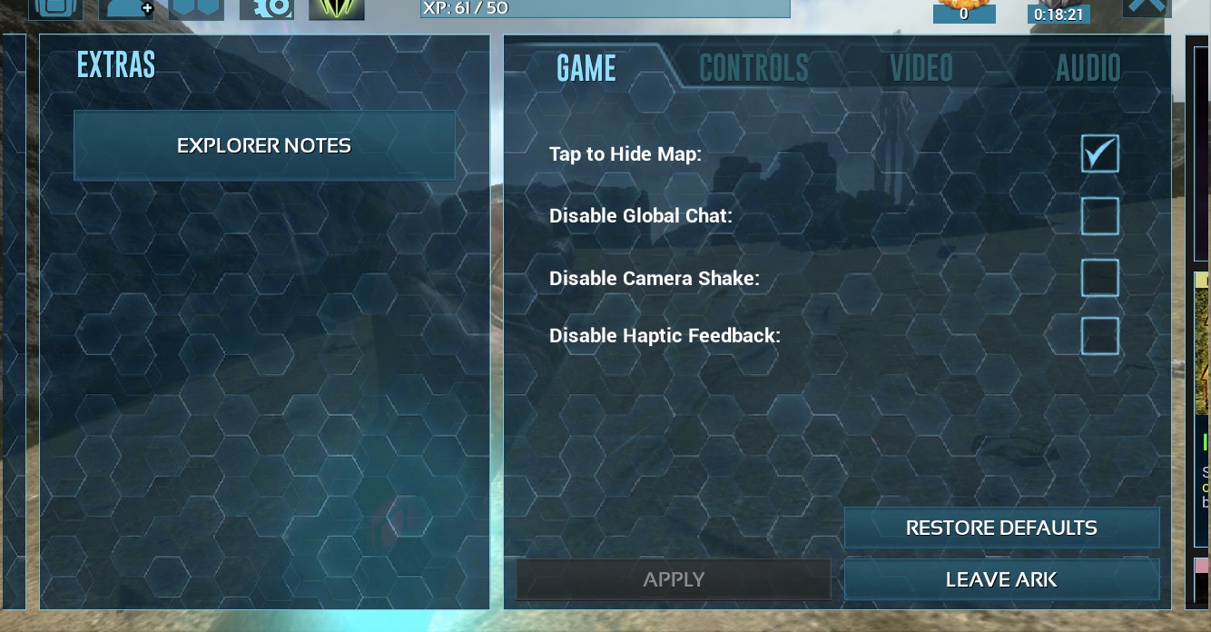 game settings menu