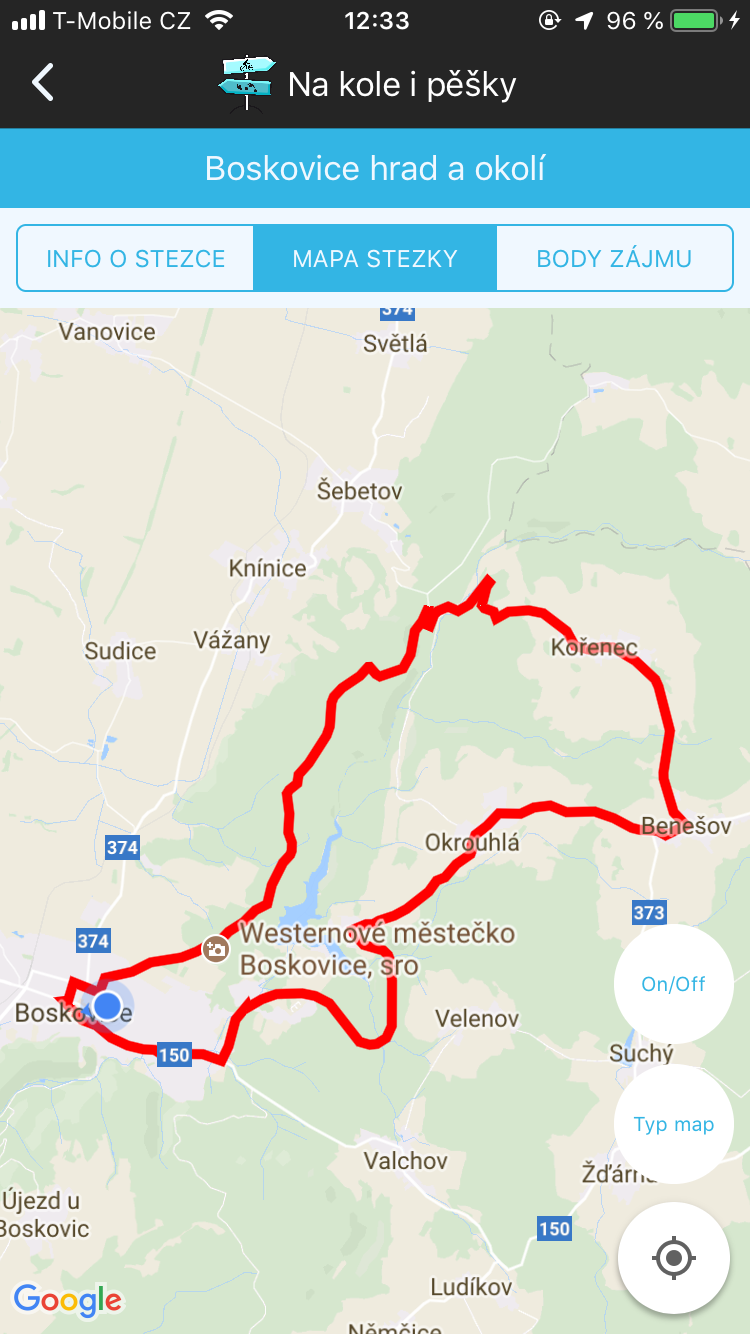 map route boskovice