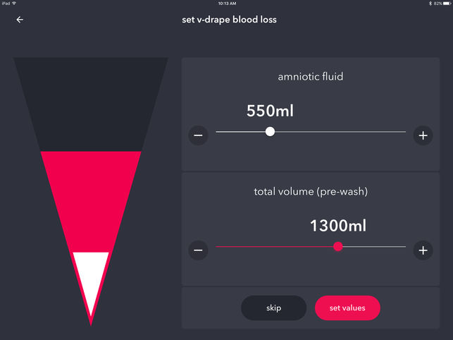 medical app blood loss settings