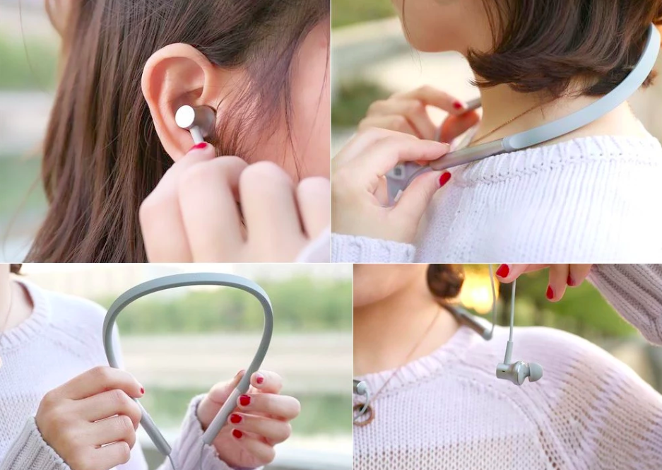 neckband earphones worn