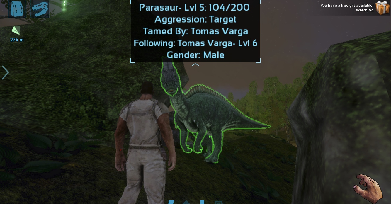 parasaur following character