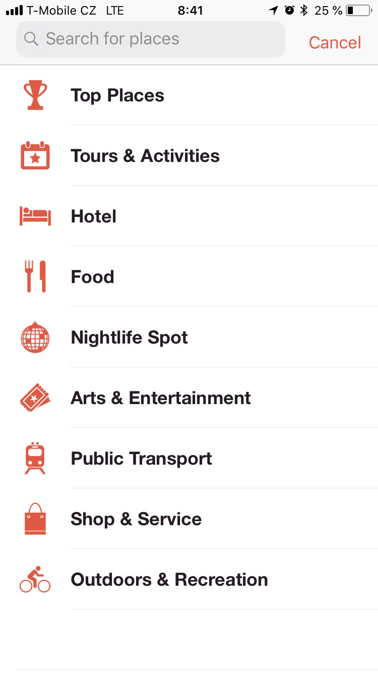 places categories list