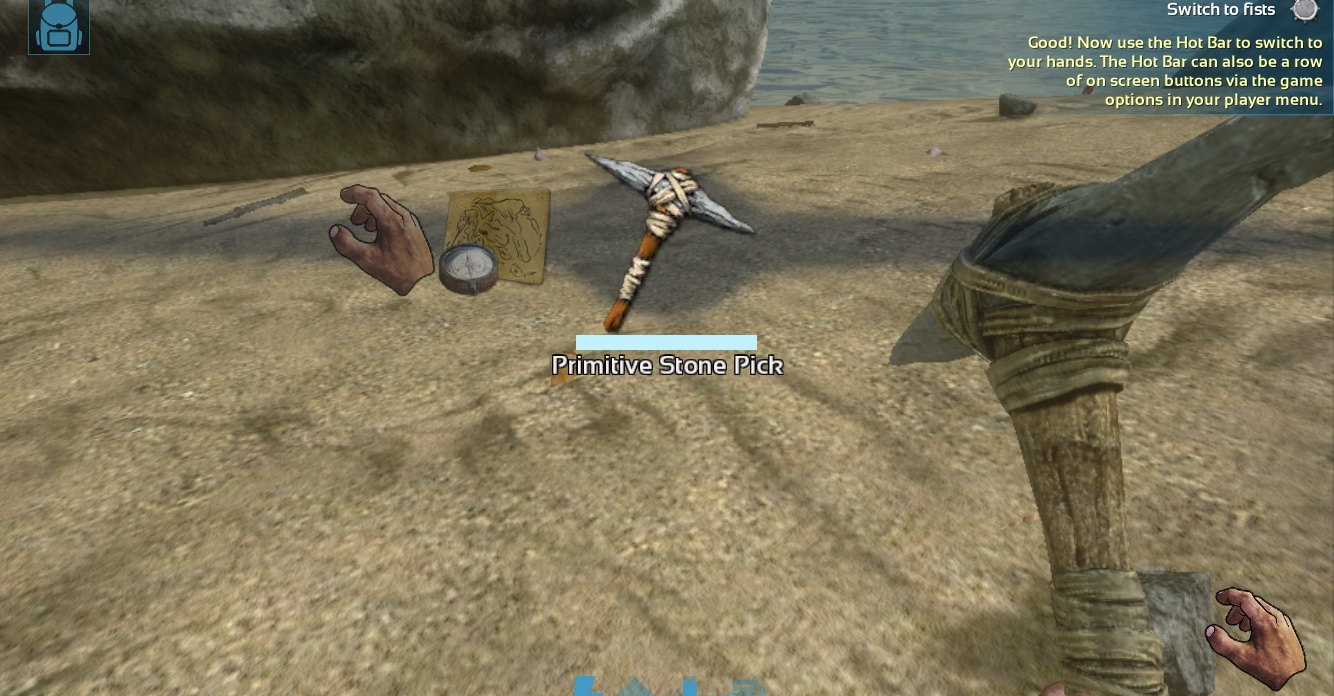 primitive stone pick on beach