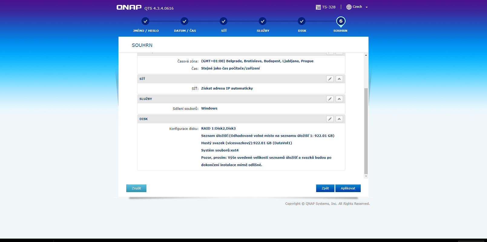 qnap summary settings