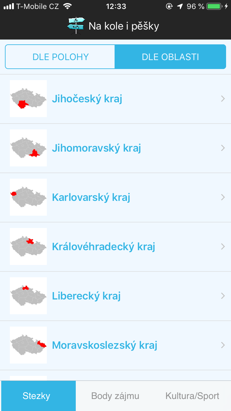 region selection list