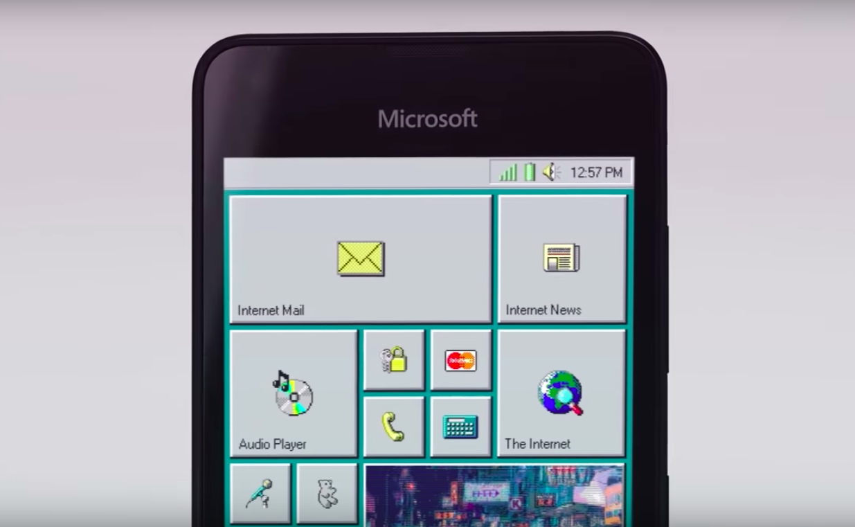 retro smartphone interface