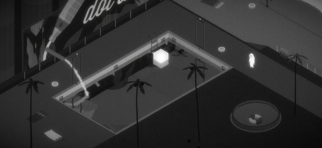 rooftop scene with palm trees