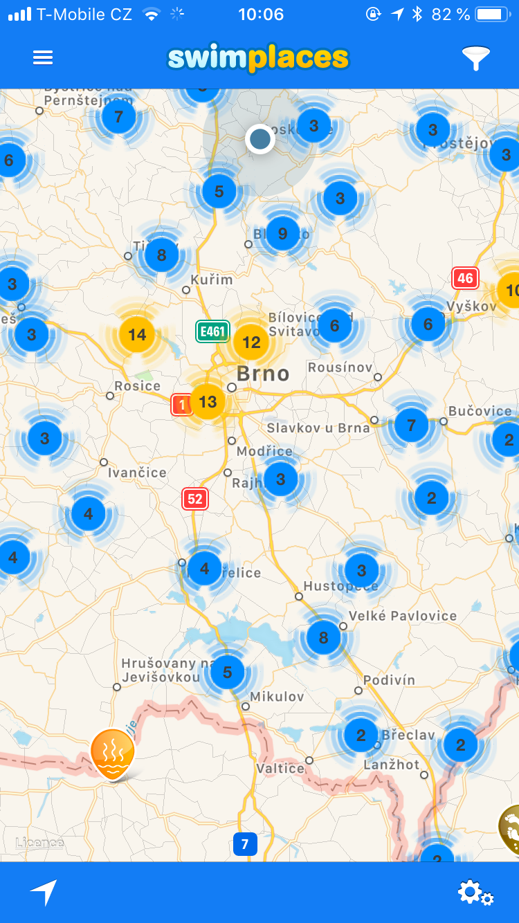 swimplaces brno map