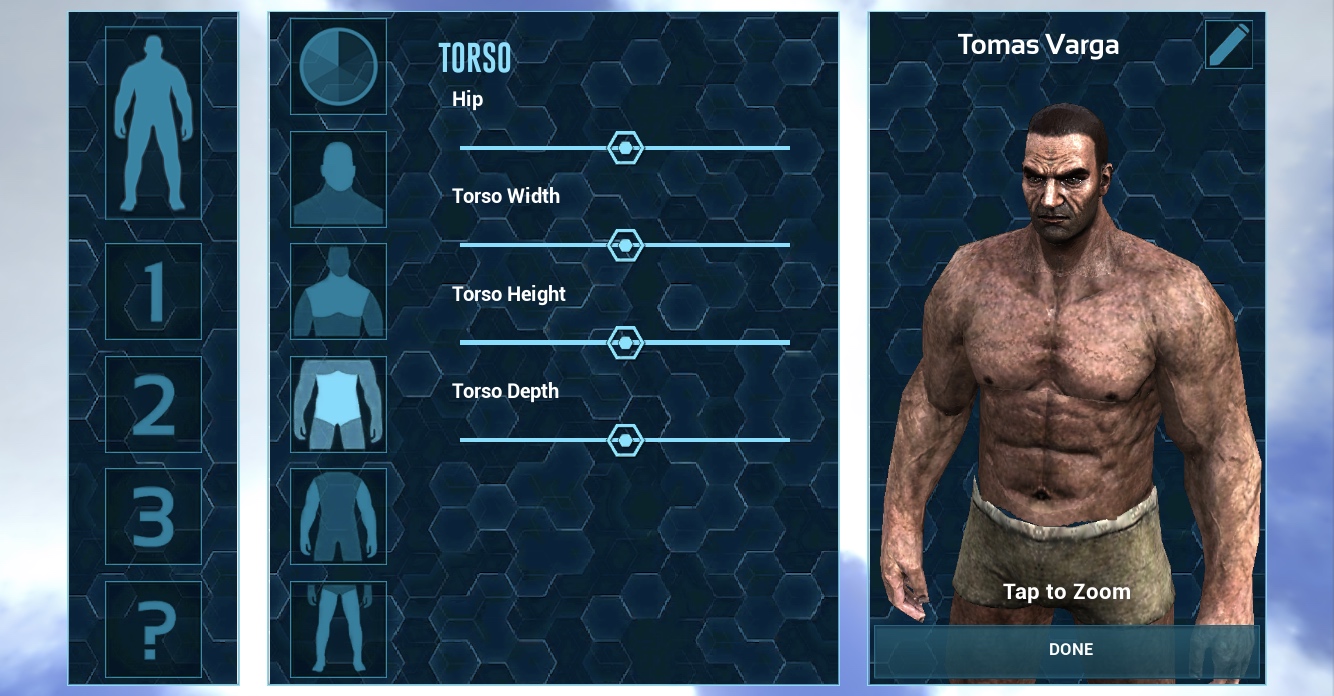 torso customization screen