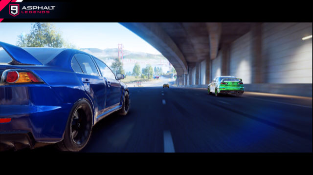 blue car highway race