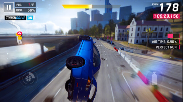 blue car stunt race