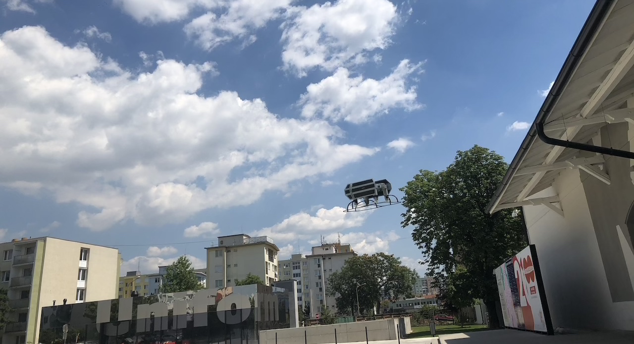 drone flying in clear sky