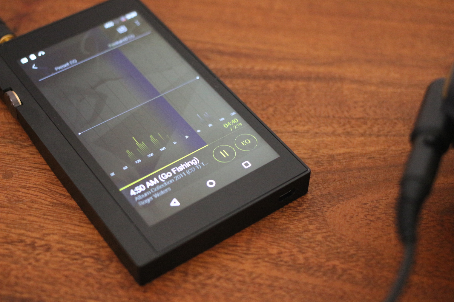 music player screen closeup