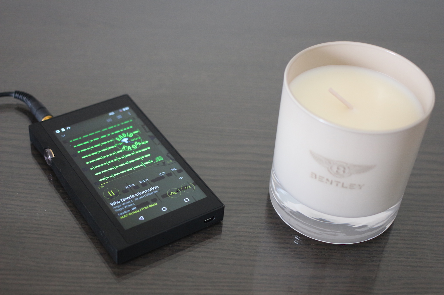 music player with candle