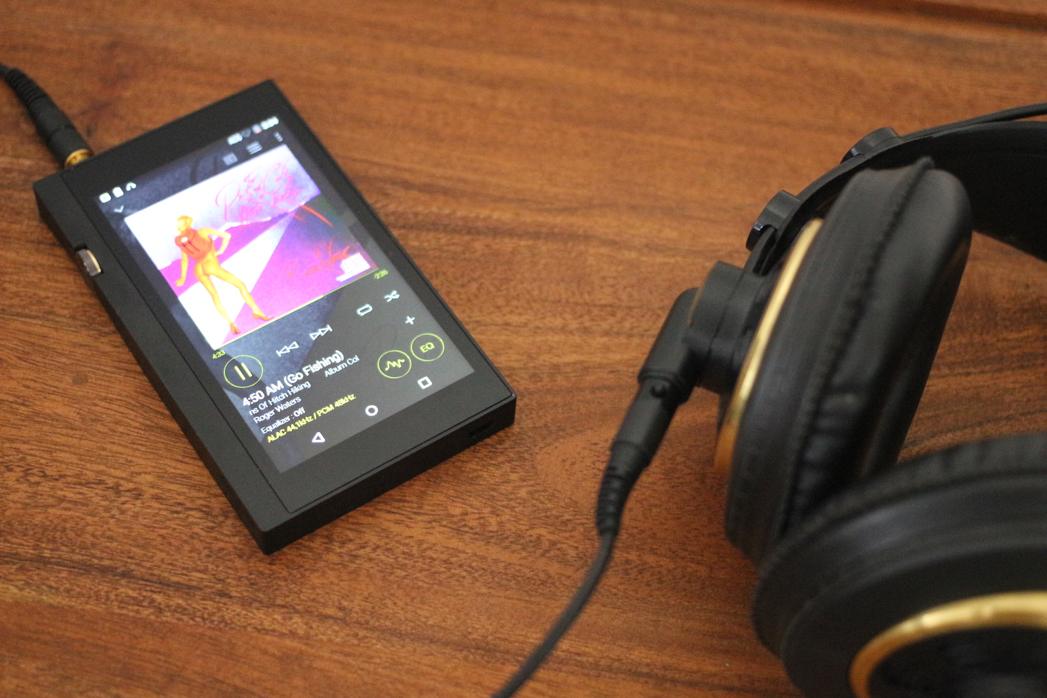 music player with headphones