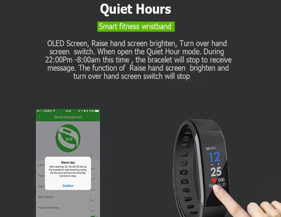 quiet hours fitness wristband