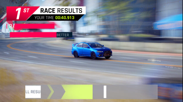 racing game results screen