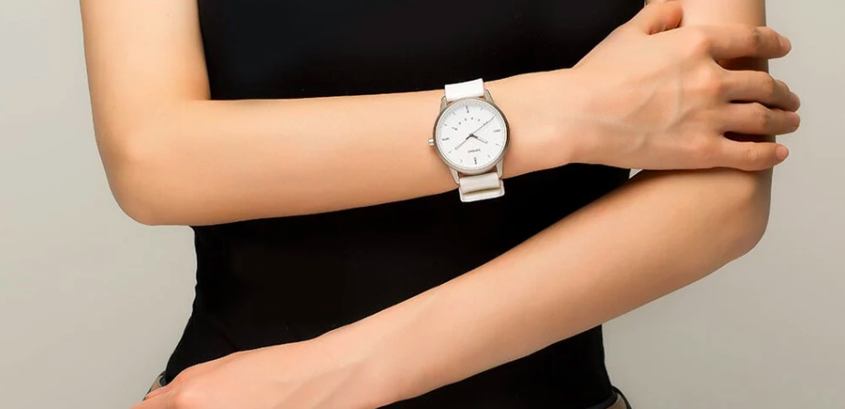 white smartwatch on wrist