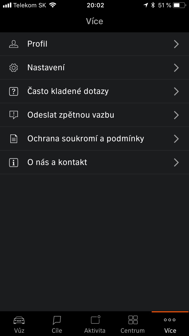 app settings menu