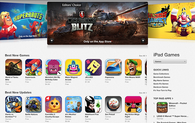 app store game selection