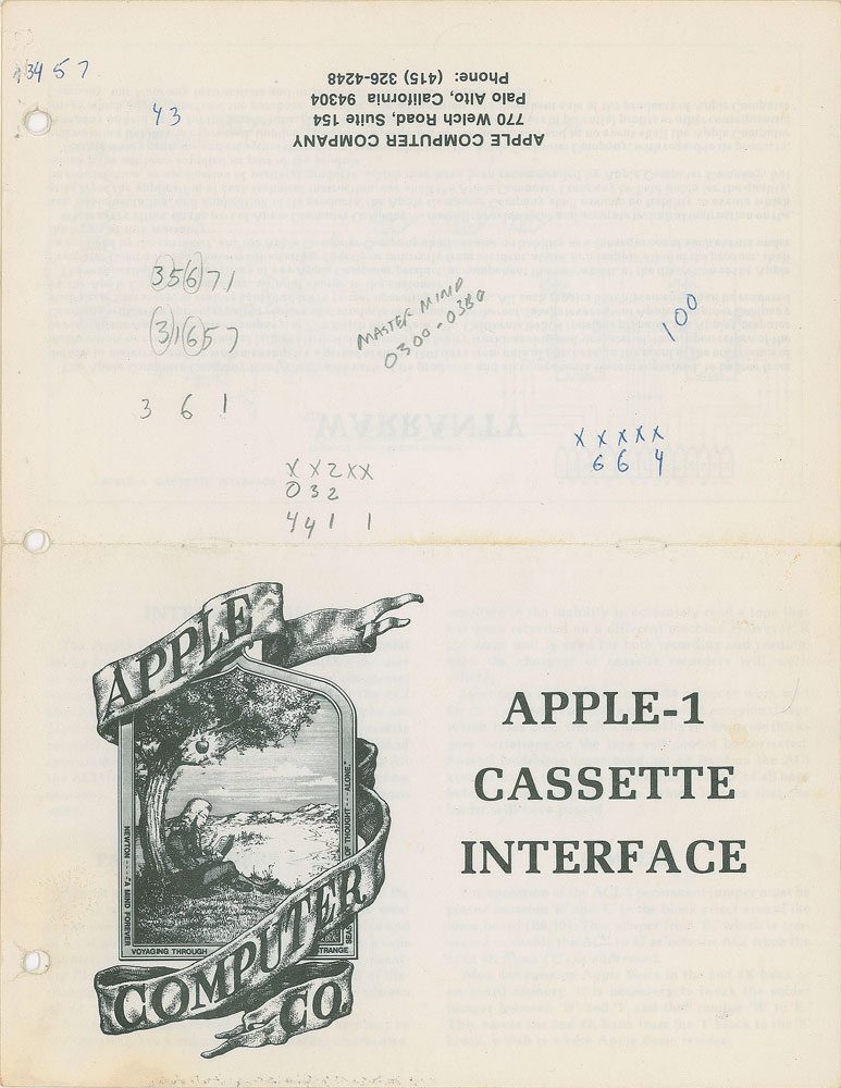 apple 1 cassette interface manual