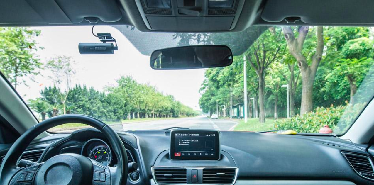 car interior with dashcam