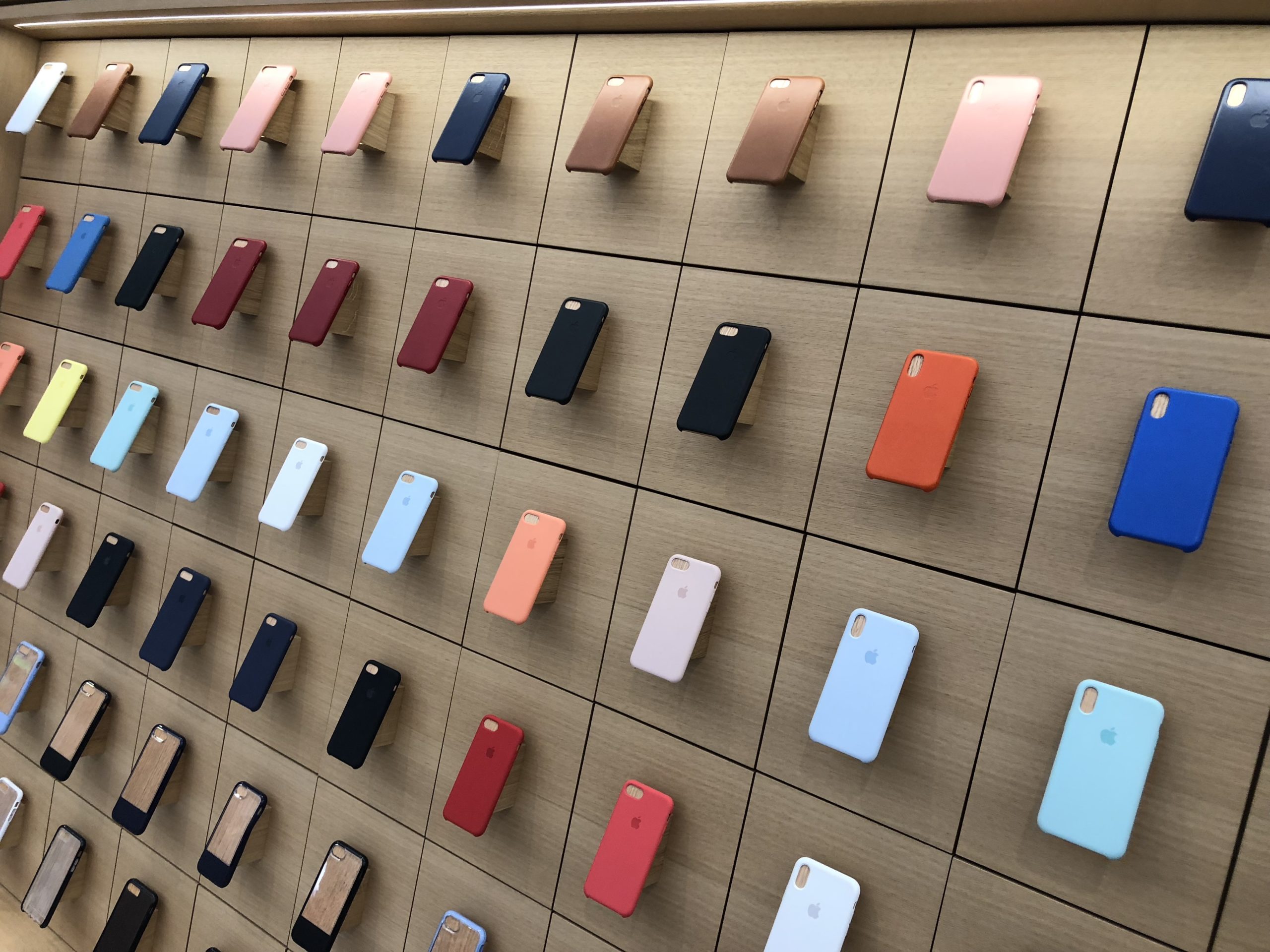 colorful phone cases wall