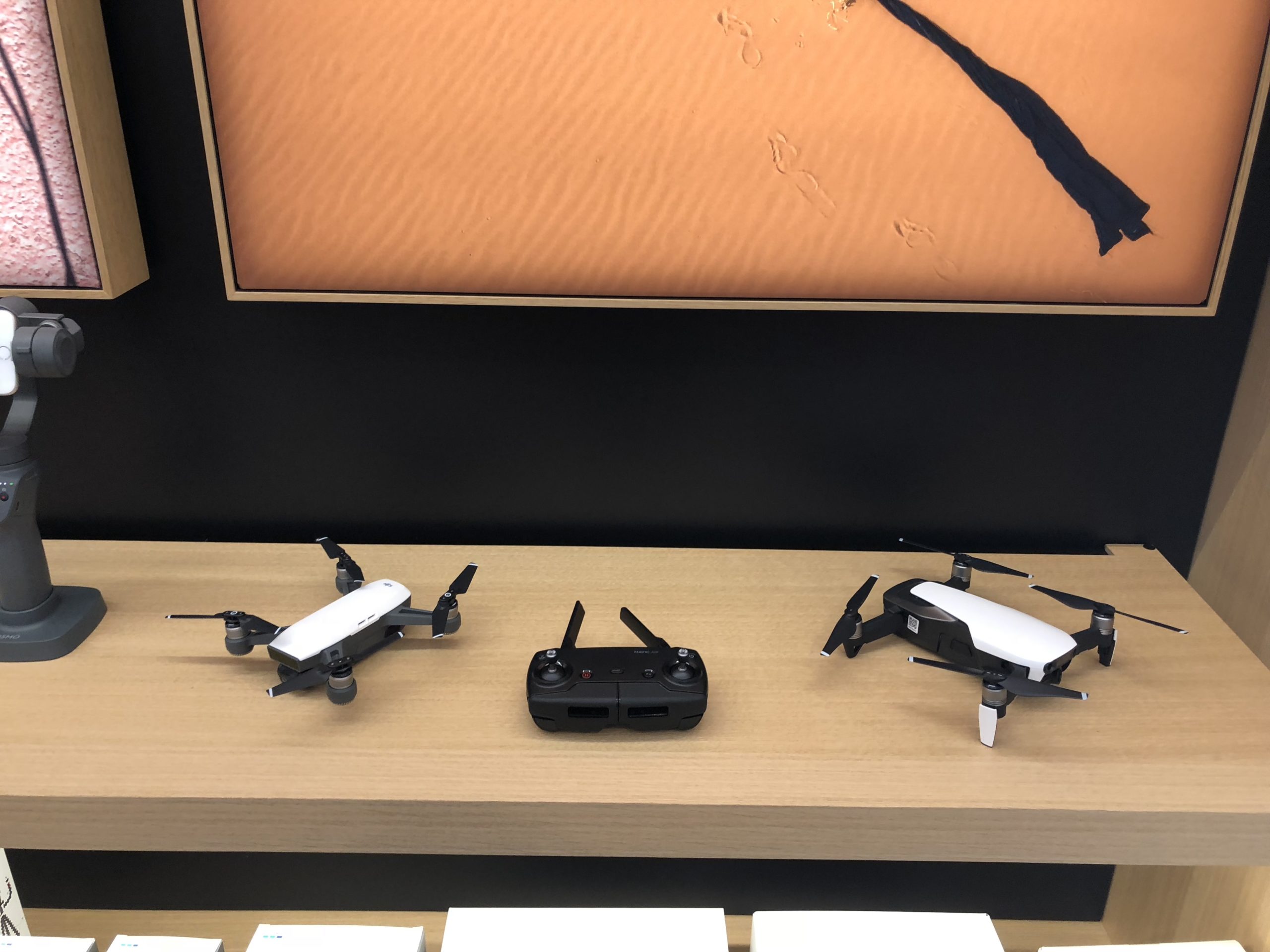 drone display on shelf