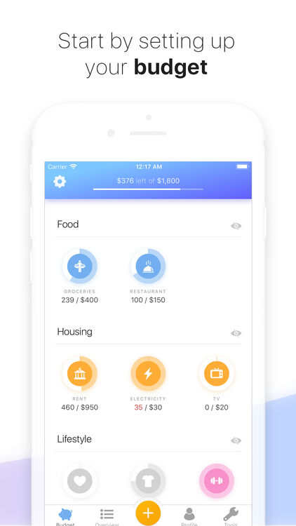 finance app budget setup