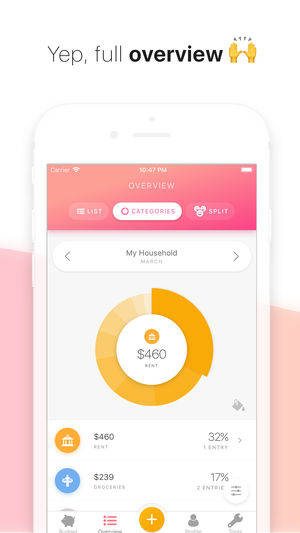 finance app overview screen