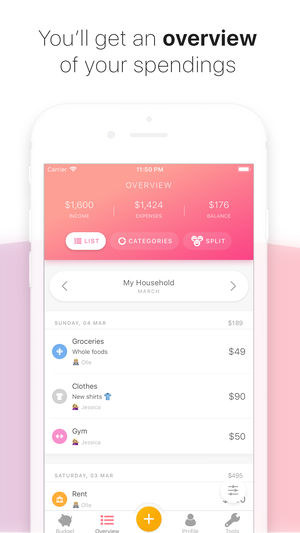 finance app spending overview