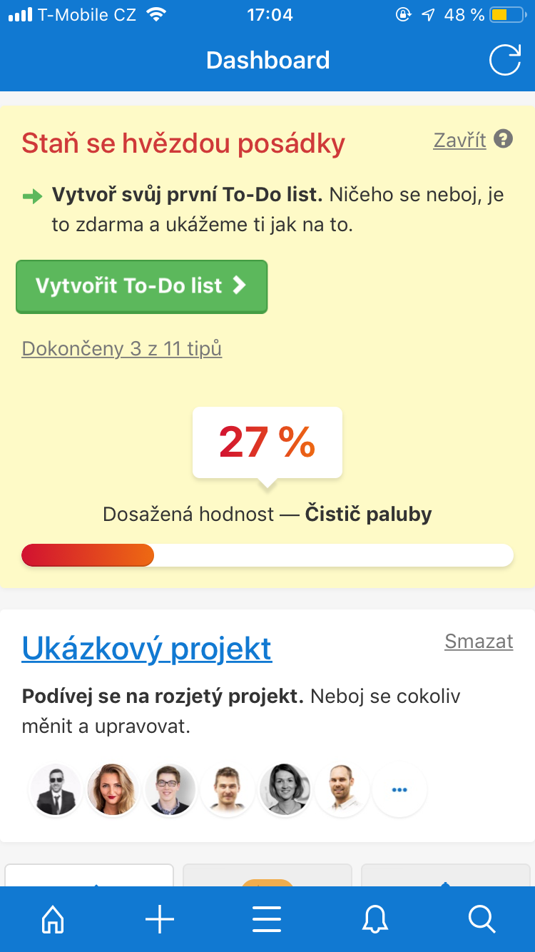 freelo dashboard progress