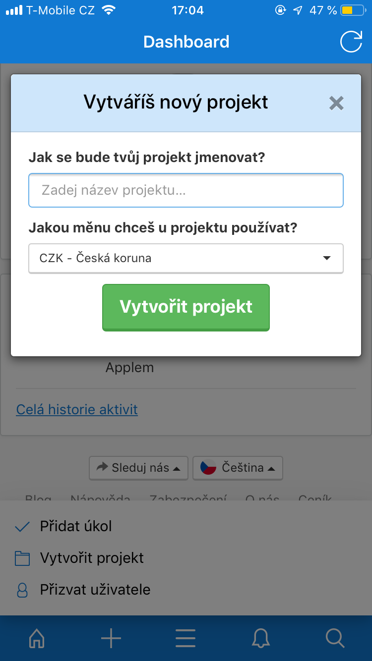 freelo new project creation
