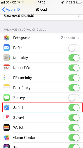 icloud settings safari toggle