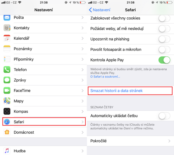 iphone settings safari