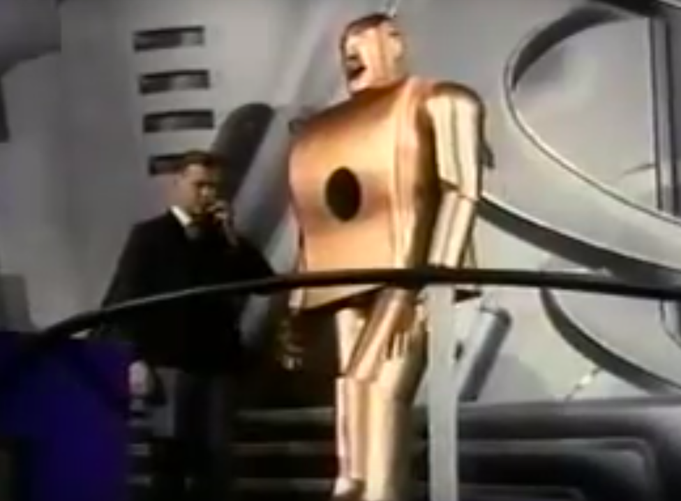 man with robot