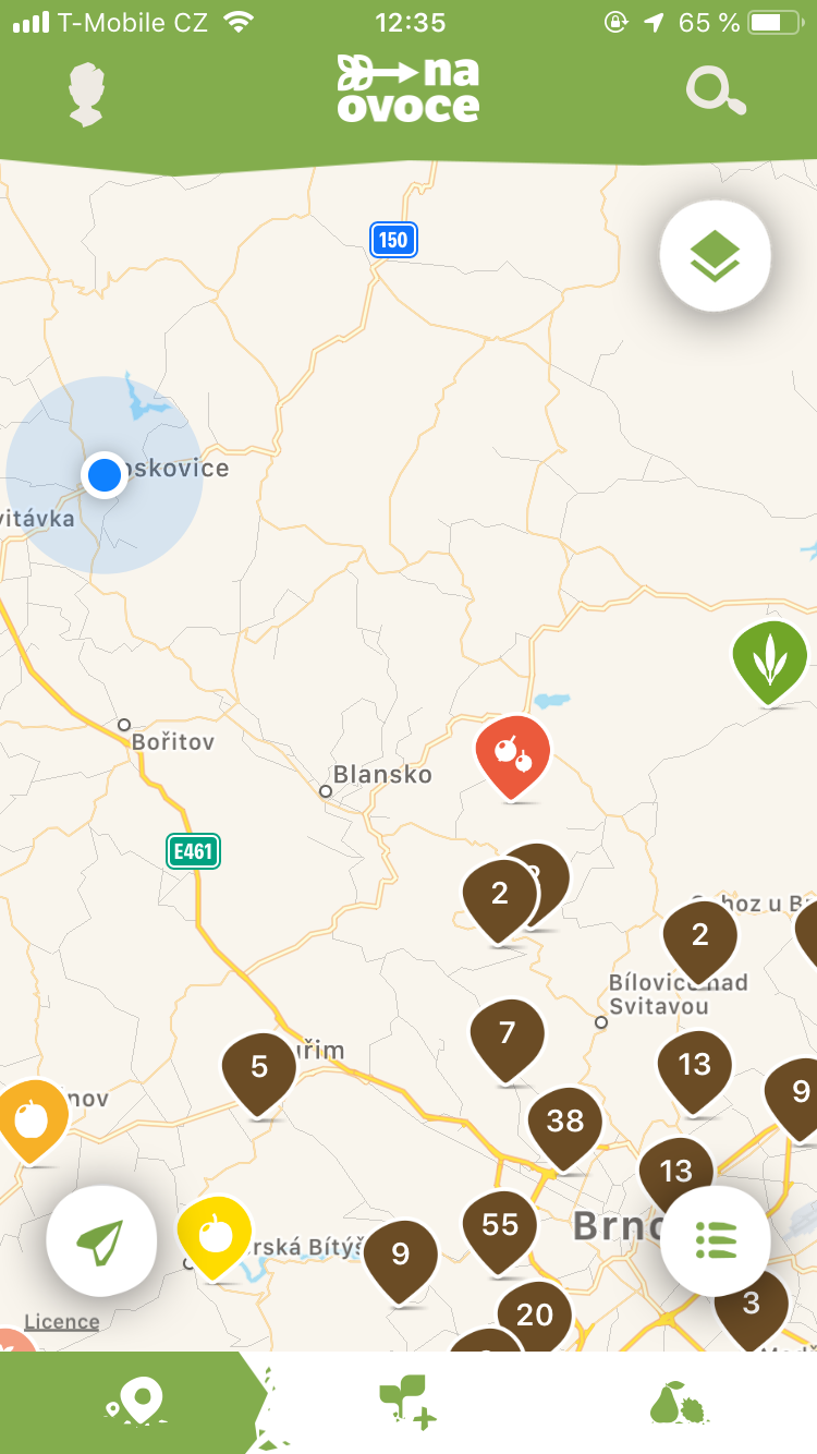 map interface na ovoce