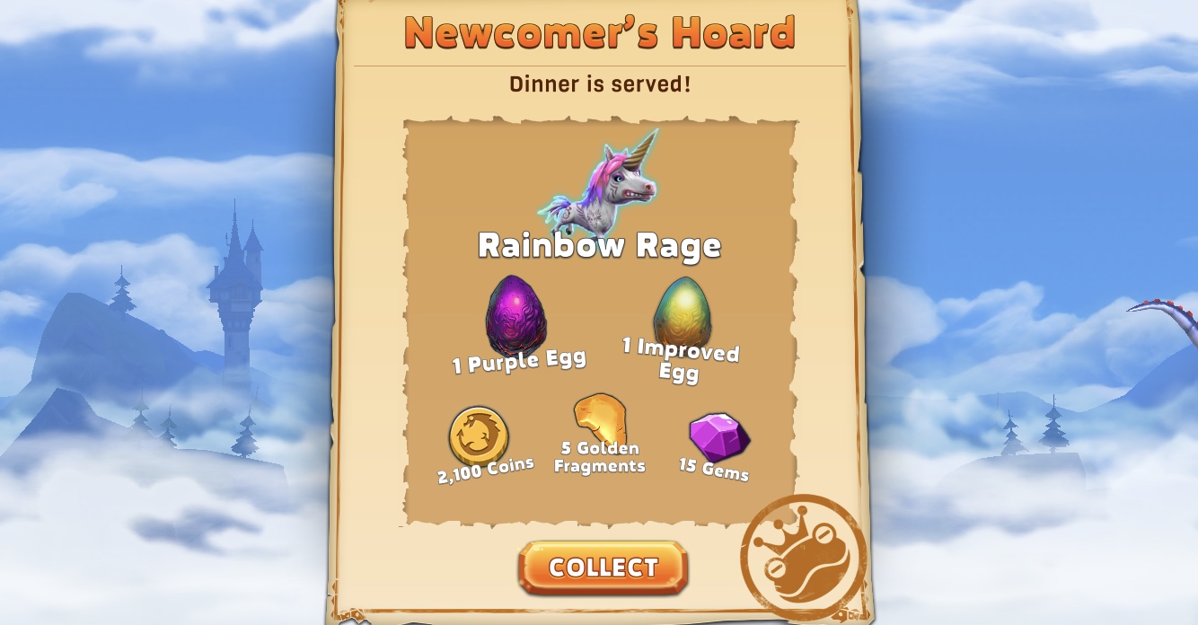 newcomer reward screen