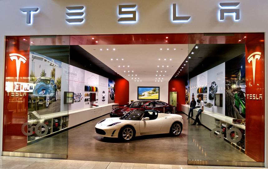 tesla showroom car