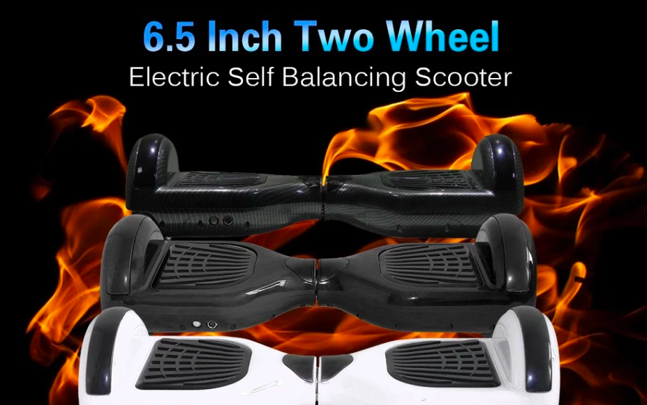 three hoverboards with flames