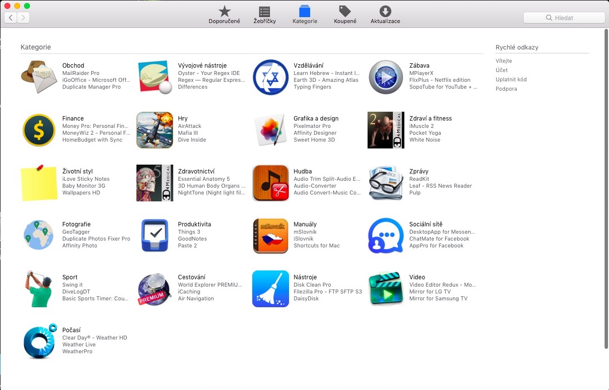 app store categories interface