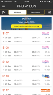 flight prices prague london