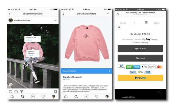 instagram shopping cart